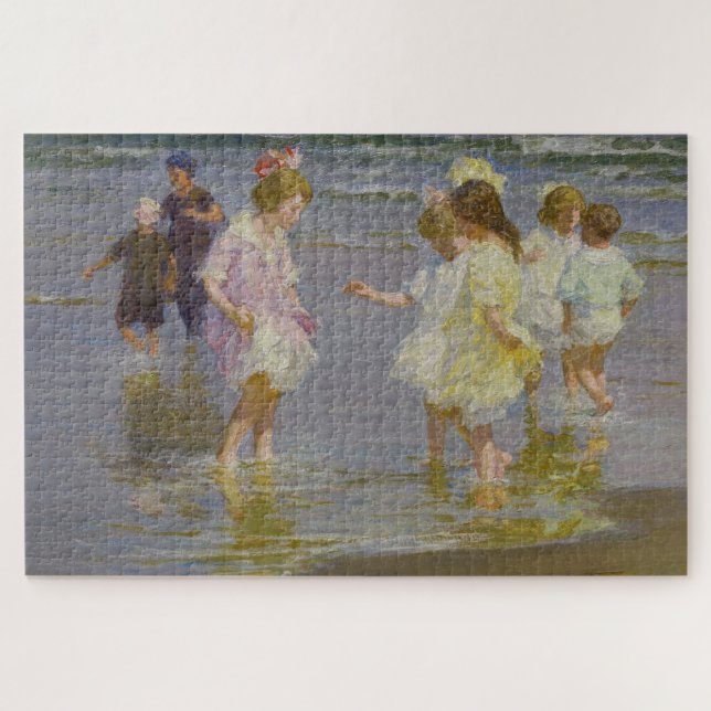 Children Wading on the Beach (by E.H. Potthast) Jigsaw Puzzle (Horizontal)
