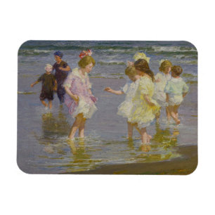 Children Wading on the Beach (by E.H. Potthast) Magnet