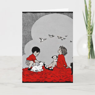 Children with a Lamb Holiday Card