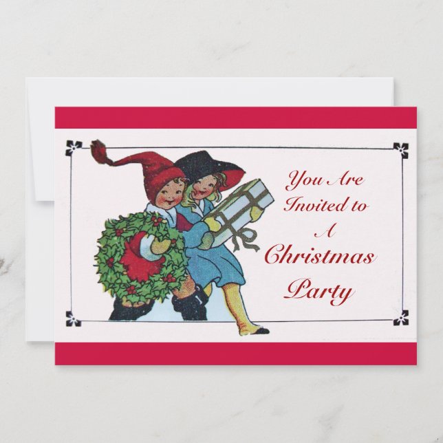 CHILDREN WITH CHRISTMAS GIFTS INVITATION (Front)