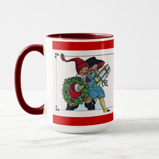 CHILDREN WITH CHRISTMAS GIFTS MUG (Left)