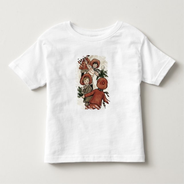 Children with Holly Throwing Snowballs Toddler T-Shirt (Front)