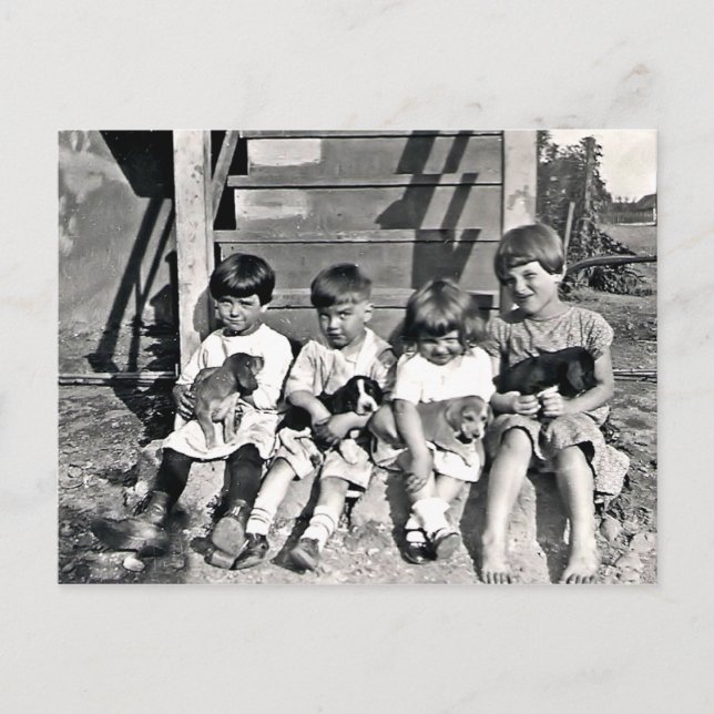 Children with Puppies Postcard (Front)