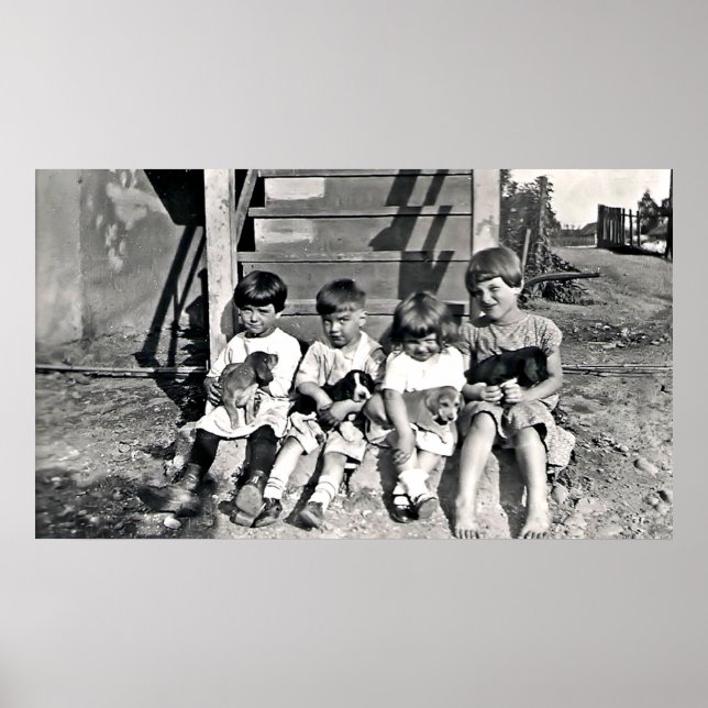 Children with Puppies Print (Front)