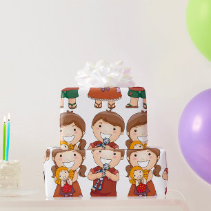 Children With Toys Wrapping Paper