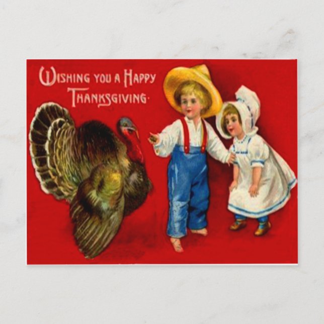 Children With Turkey Postcard (Front)