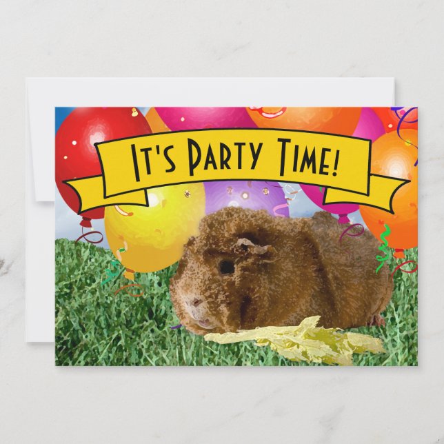 Children's 2nd Birthday Party Guinea Pig Balloons Invitation (Front)
