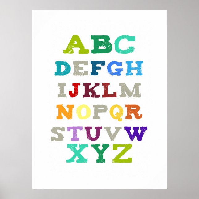 Children's Alphabet Art - Green Tones Poster (Front)