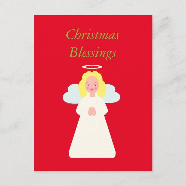 Childrens Angel with Heart Wings and Halo Holiday Postcard (Front)