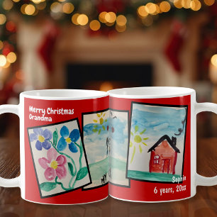 Childrens Art Custom text drawings Christmas red Coffee Mug