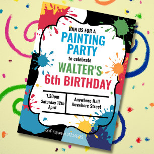 Childrens art party kids painting parties invitation