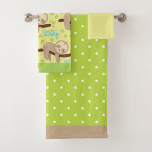 Children's Baby Cute Adorable Brown Sloth Bath Towel Set