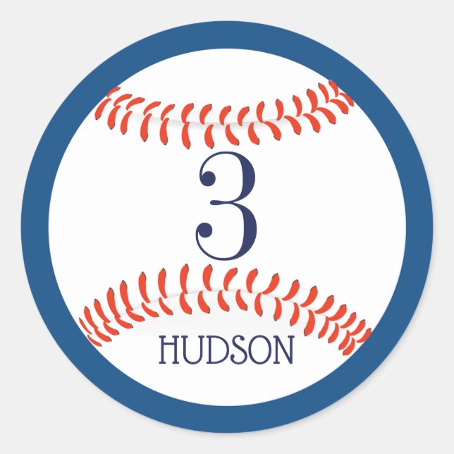 Childrens Baseball Birthday Sticker (Front)