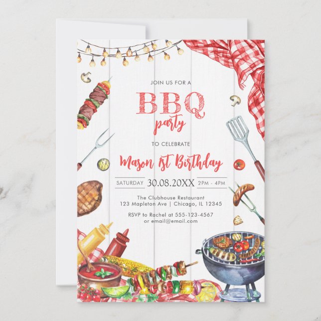 Children's BBQ Birthday Invitation (Front)