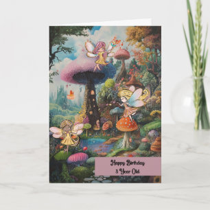 Childrens Birthday Card 3 yr old Girl with Fairies