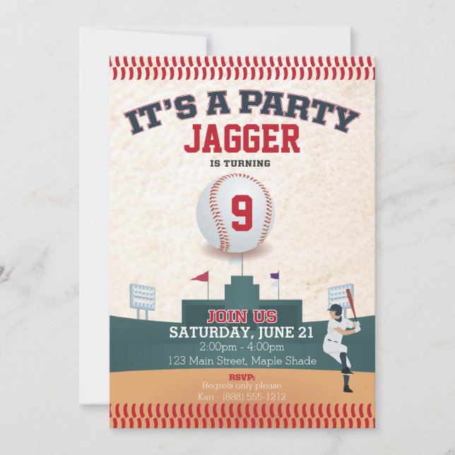 Children's Birthday Invitation (baseball) (Front)