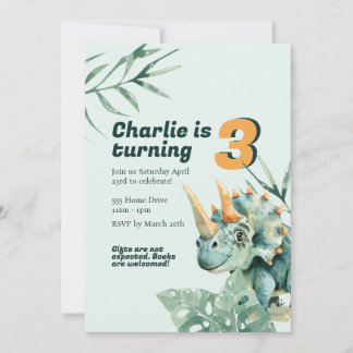 Children's Birthday Invitation Dinosaur Theme