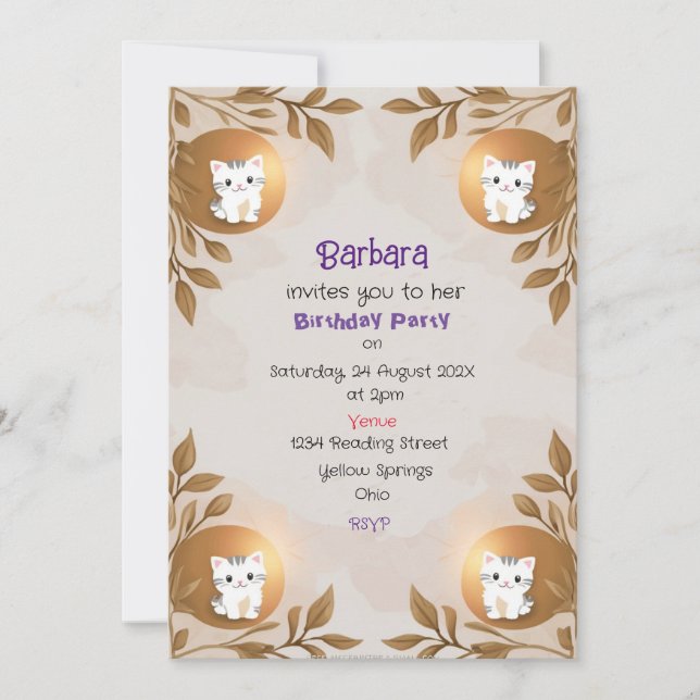 Children's Birthday Party Invitation  (Front)