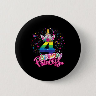 Children's Birthday Party Princess Unicorn 4th Bir 6 Cm Round Badge
