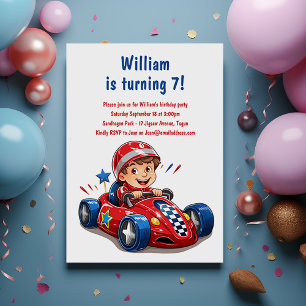 Childrens Birthday Party Race Car Invitation