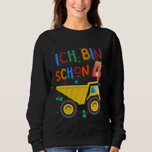 Children's Birthday Tractor German Text ich bin 4 Sweatshirt