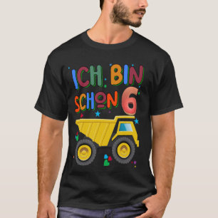 Children's Birthday Tractor German Text ich bin 6 T-Shirt
