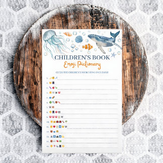 Children's Book Emoji Coastal Baby Shower Game