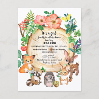 Children's books about forest and forest plants in invitation postcard