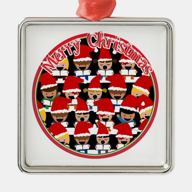 Children's Caroling Choir  Christmas Metal Tree Decoration (Front)