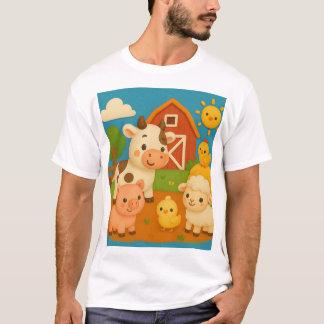 Children's cartoon style graphic of baby animals T-Shirt