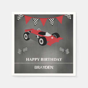 Children's Chalkboard Race Car Birthday Party Napkin