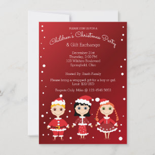 Children's Christmas Party & Gift Exchange Invitation
