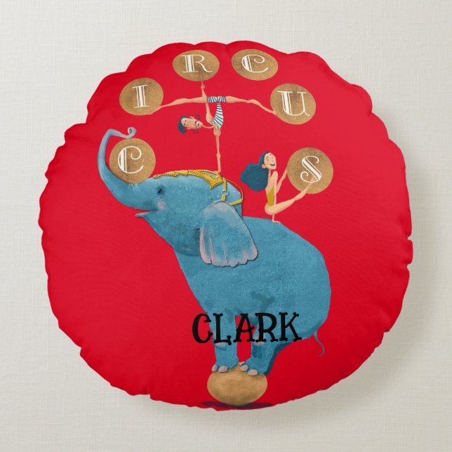 Children's Circus Theme Nursery Decor Round Cushion (Front)
