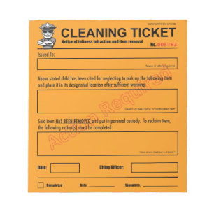 Children's Cleaning Ticket Notepad