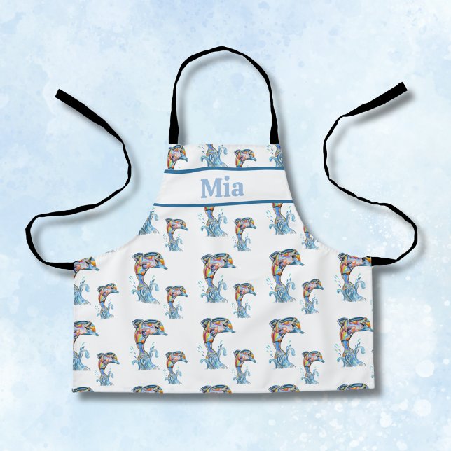Children's Colour Pencil Dolphins Pattern Apron (Creator Uploaded)