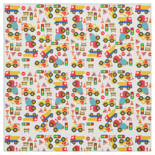 Childrens Construction Trucks  Fabric