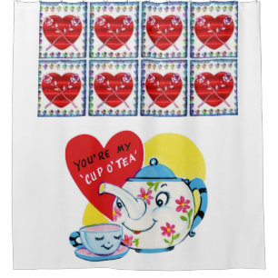 childrens cup tea valentines showercurtain shower curtain