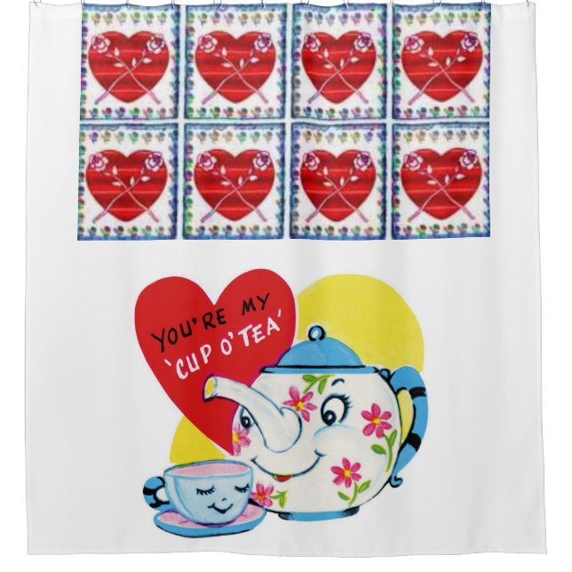 childrens cup tea valentines showercurtain shower curtain (Front)