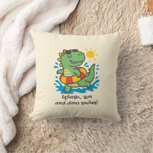 Children's Cushion with Fun Summer Dinosaur