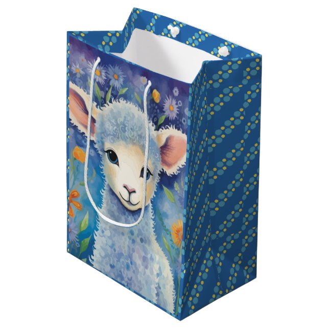 Children's Cute Sheep in Spring  Medium Gift Bag (Front Angled)