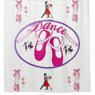 childrens dance white pink pur showercurtain girls shower curtain