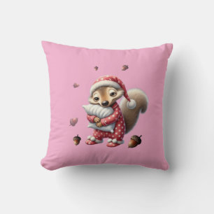 Children's decorative pillow with cartoon squirrel