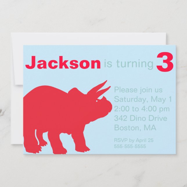 Children's Dinosaur Party Invitations (Front)
