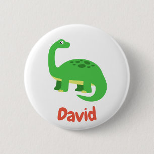 Childrens Diplodocus Dinosaur Custom Name 6 Cm Round Badge