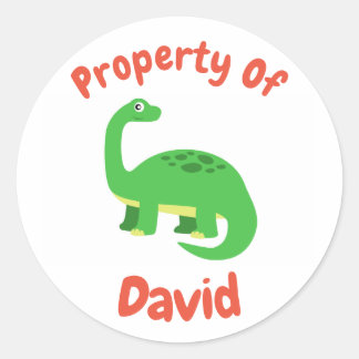 Childrens Diplodocus Dinosaur Custom Name Classic Round Sticker