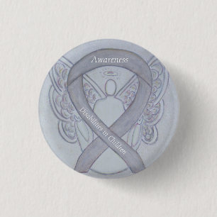 Children's Disabilities Awareness Ribbon Angel Pin