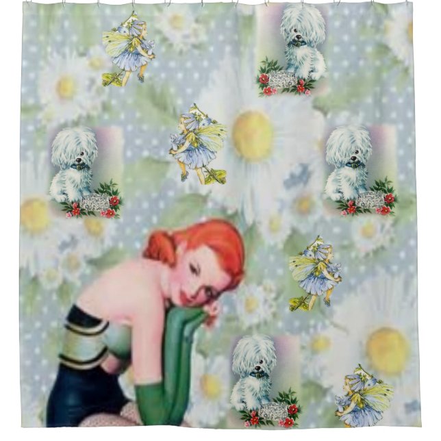 childrens dog white showercurtain shower curtain (Front)