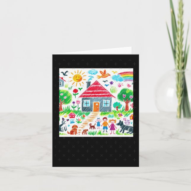 Children's Drawing With Coloured Chalk #1 Sticker  Card (Front)