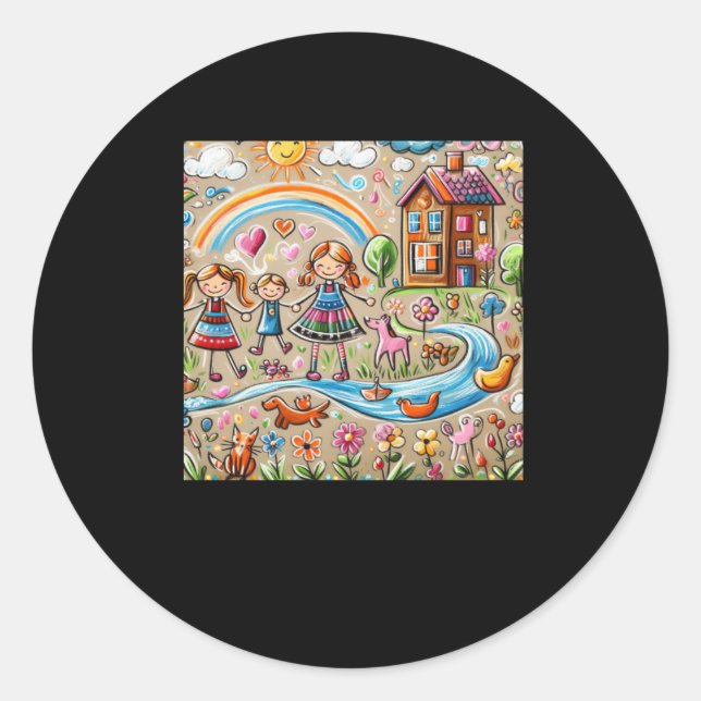 Children's Drawing With Coloured Chalk #2 Sticker  (Front)