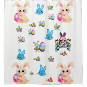 childrens easter bunny white showercurtain shower curtain